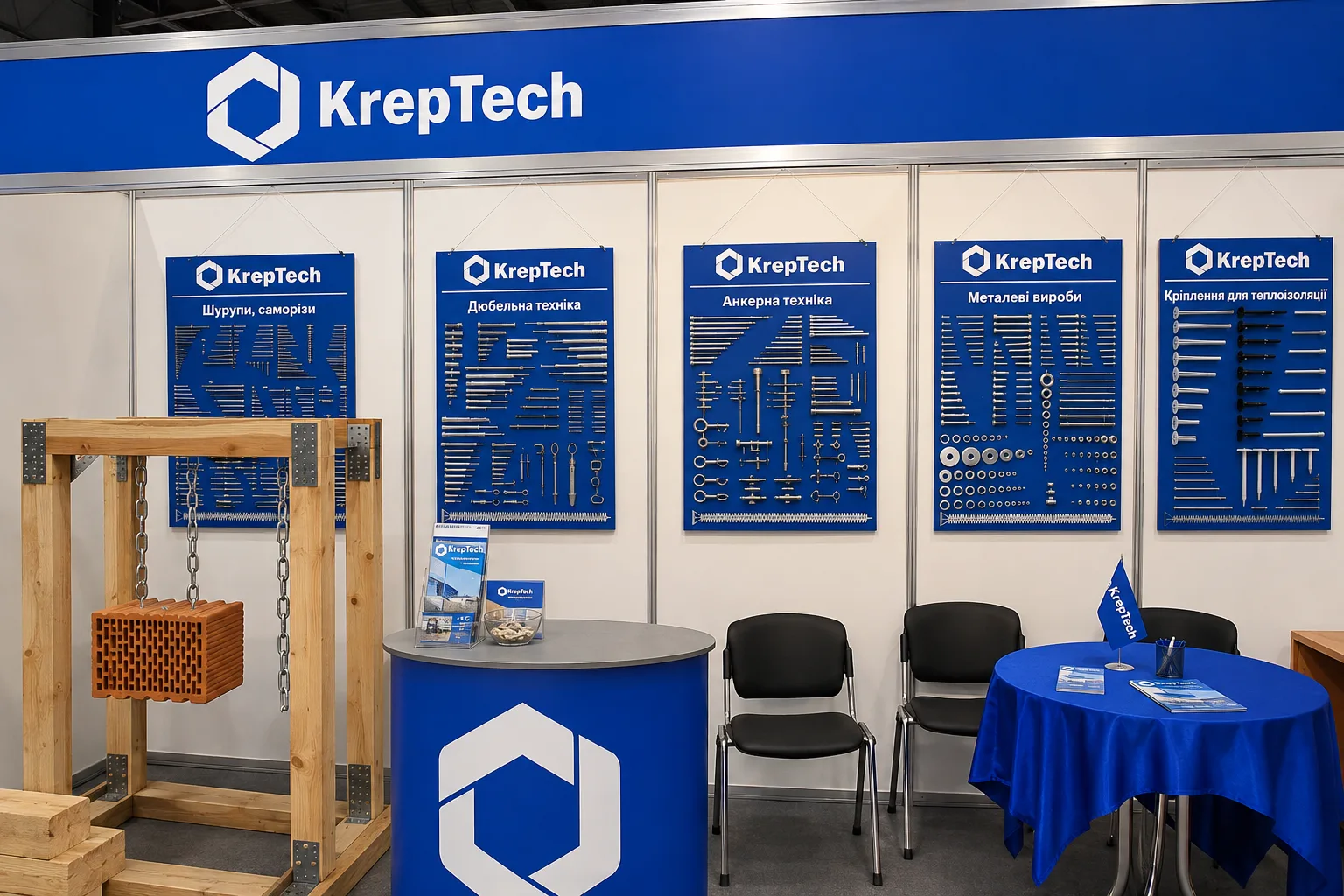 Стенд KrepTech з презентацією кріпильної продукції